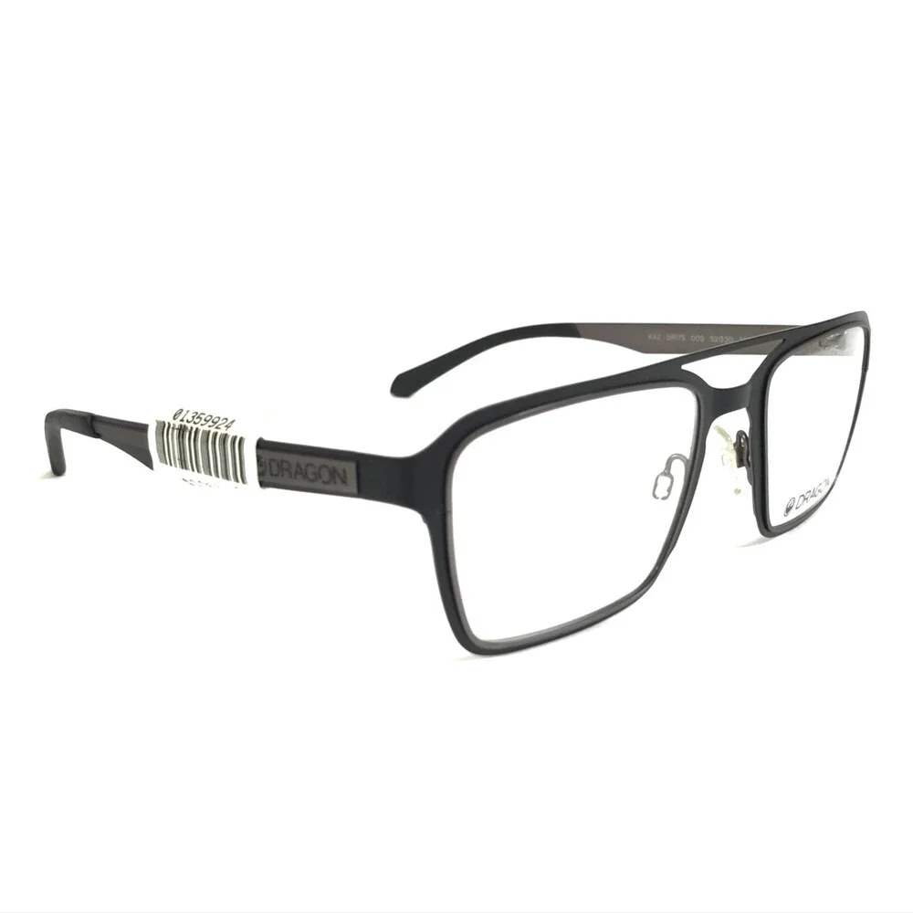 Dragon Eyeglasses Frames KAZ DR175 002 Satin Black Gunmetal Full Rim 52-20-140
